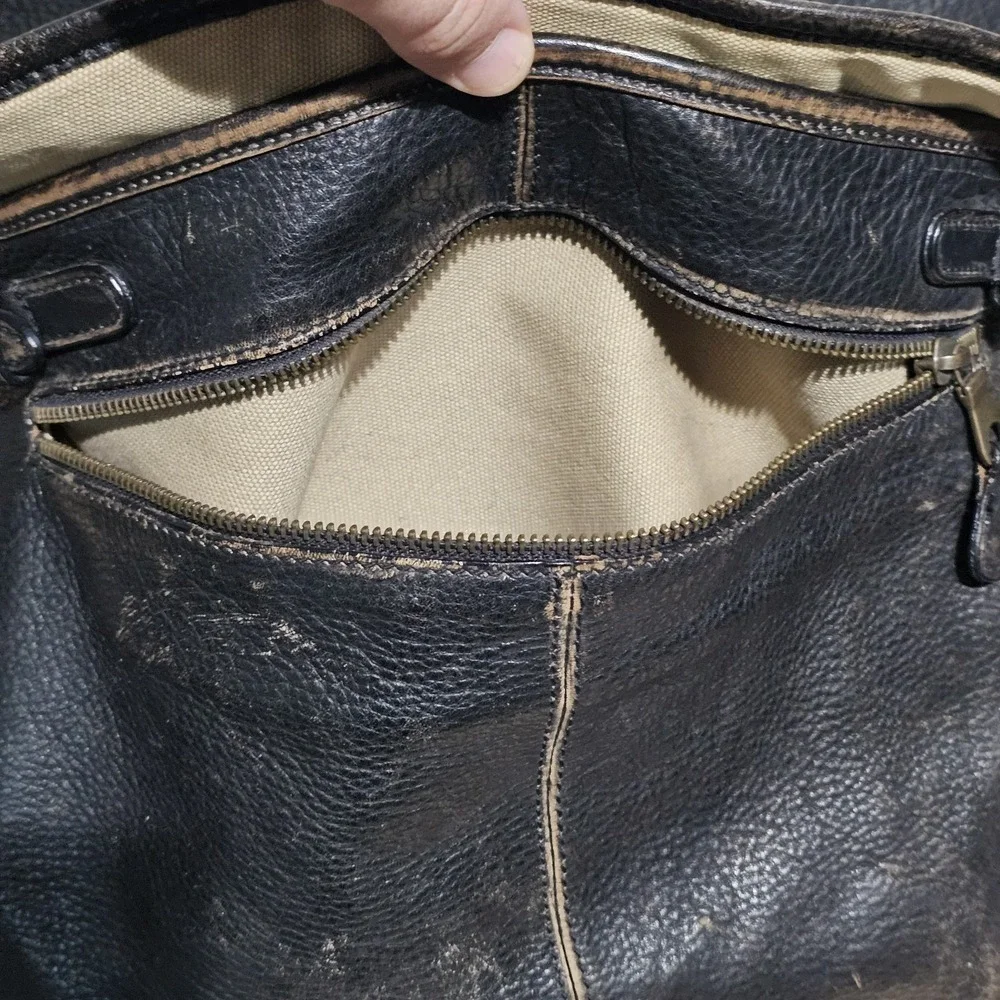 The Territory Ahead Dark Brown Leather Satchel Messenger Bag Carry On Patina!